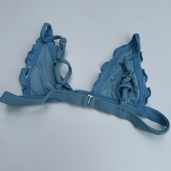 Ris-K bikini set baby blue waffle textured bikini set ruffle size extra small - Picture 9 of 9